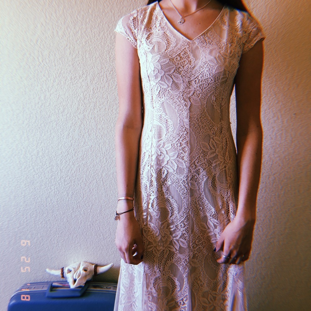 Nude pink lace dress